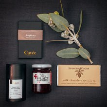 Load image into Gallery viewer, CHOCOLATE &amp; RASPBERRY DELIGHT HAMPER - Artisan Chocolates, Hot Chocolate and Tangy Willamette Raspberry Jam from Gathered Goods Australia - Free Shipping !